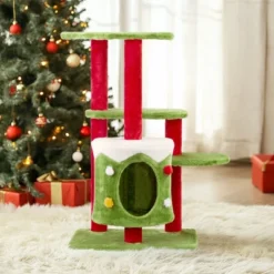 FURNIinspire Pet Tower 32in Christmas Themed Cat Tower Cat Tree, 3 Level Plush Cat Condo, Indoor Cat Activity Center, Multicolored, 27.5"*23.5"*32.5" -Home Haven Furniture Store GUEST e9471605 c169 478b be15 78be53b1c8d5