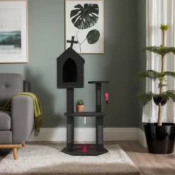 FURNIinspire Pet Tower Multi-Level Cat Tree Tower Halloween Cat House With Scratching Posts Hanging Toy, Cat Furniture, Black, 23.4"*23.4"*54.6" -Home Haven Furniture Store GUEST e9733ecd 83d7 417a 8894 47d5ea8b58fe