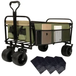 FURNIinspire Outdoor Serving Carts 440lbs Collapsible Foldable Wagon Cart With Strapping System For Camping Sports, Green, 35.04"*22.44"*38.58" -Home Haven Furniture Store GUEST e9d692e8 080e 4172 b9f5 354eb0fe54e7
