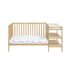 FURNIinspire Cribs Convertible Crib Baby Crib Baby Bed, Toddler Crib Changer Combo, 3 In 1 Crib Nursery Cribs For Bedroom, Brown, 71.5"*29.75"*35"