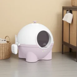 FURNIinspire Pet Training Pads And Potties Large Kitty Litter Pan, Corner Litter Box, Cat Litter Box With Lid, Scoop, Pink, 20.75"*20"*19" -Home Haven Furniture Store GUEST eafe7796 b5a7 41a0 a73b b68efb4609dc