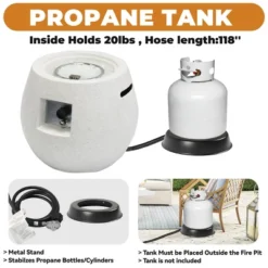 FURNIinspire Outdoor Fireplaces Pear-Shaped Backyard Terrazzo Gas Stove Portable Fire Pit For Camping, Patio, White, 21.25"*21.25"*20.07" -Home Haven Furniture Store GUEST eb0bced6 a104 4f2c 8f64 106bfeeee749