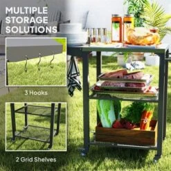 FURNIinspire Outdoor Grills, Griddles And Smokers Functional Outdoor Kitchen Station With Locking Wheels, Storage Shelves, Gray, 37.4"*27.6"*19.7" -Home Haven Furniture Store GUEST eb392eb2 72ec 4b57 852d 32dd6ba31917