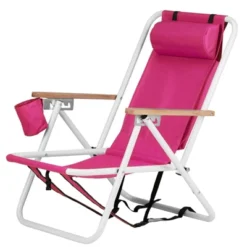FURNIinspire Outdoor Portable Chair 4 Position Recline With Headrest And Backpack Straps For Outdoor Relaxation, Pink, 23"*21.7"*31.5" -Home Haven Furniture Store GUEST ec5e7da8 df45 4630 840f abb115bb6154