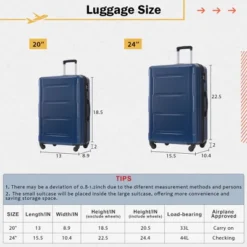 FURNIinspire Bag And Luggage Sets Luggage Set Travel Suitcase With Bags Spinner Wheels Abs Lightweight Suitcase, Blue, 16"*10"*24" -Home Haven Furniture Store GUEST ecee9a3b c6cc 4a07 af3b 5314ade33c2d