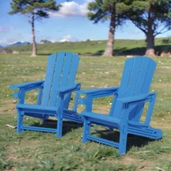 FURNIinspire Patio Accent Chairs Outdoor Folding 2PCS Chairs Adirondack Chair, Portable Chair With Handles For Backyard, Blue, 31.4"*29.6"*36.4" -Home Haven Furniture Store GUEST ed07de2e f6b7 4672 82d1 71b44e14a7d7