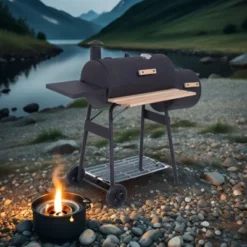 FURNIinspire Outdoor Grills, Griddles And Smokers Charcoal Grill And Smoker Combo For Backyard BBQ With Wheels, Black, 40.25"*14.25"*14.25" -Home Haven Furniture Store GUEST ed3a0cf4 2eef 4a2a ad2e a71061e91202