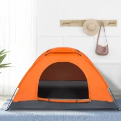 FURNIinspire Camping Tents Single Person Waterproof Dome Camping Dome Tent For Outdoor Hiking, Easy To Carry, Orange, 47.2"*78.7"*39.4" -Home Haven Furniture Store GUEST ed512521 6119 4381 9d09 8aeabc126128