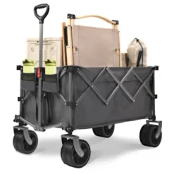 FURNIinspire Outdoor Serving Carts Folding Wagon Cart Beach Wagon 450lb Heavy Duty Foldable Wagon For Camping Sports, Gray, 36.22"*22.05"*39.37" -Home Haven Furniture Store GUEST ee5bfc42 7b13 4123 b446 e0695261a583