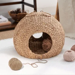 FURNIinspire Woven Wicker Round Cat Bed Cave With Handles,For Any Size Cat Breeds,Use With Cat Tower,18"*18"*18" -Home Haven Furniture Store GUEST ee62ee6b fed4 400a a2d5 198d084cf94f
