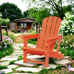 FURNIinspire Patio Accent Chairs Outdoor Folding Chairs Adirondack Chair, Portable Chair With Handles For Beach, Backyard, Orange, 31.4"*29.6"*36.4" -Home Haven Furniture Store GUEST ee7a82cd 5f05 4af1 a500 191f90af4c29