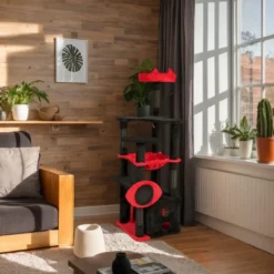 Furniinspire Pet Tower Cat Tree Tower Gothic Cat Climber With Condo, Hammock, Scratching Post ,Halloween Gift, Multicolored, 19.5"*19.5"*52.65" -Home Haven Furniture Store GUEST eebccfbd 6ef1 477c 9f10 dc5845003e26