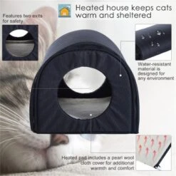 FURNIinspire Pet Crates And Houses Portable Heated Cat Bed Waterproof Pet House, Indoor Comfy Folding Cat House, Blue, 21.25"*15.74"*15" -Home Haven Furniture Store GUEST ef624374 6475 4515 b84c fae4636d2939