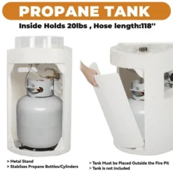 FURNIinspire Outdoor Fireplaces Backyard Cylindrical Terrazzo Gas Stove Patio Fire Pit Camping Accessories Outdoor Heater, White, 16.1"*16.1"*25.8" -Home Haven Furniture Store GUEST f220e0e0 0f12 4ff1 adc1 114cf4d6baf1