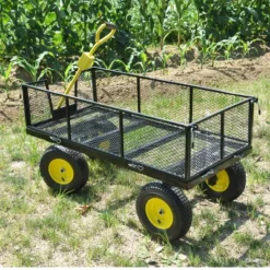 FURNIinspire Wheelbarrows And Lawn Carts Large Garden Cart For Transportation, Ideal For Outdoor Activities, Yellow And Black, 55“*24"*44.5" -Home Haven Furniture Store GUEST f262c82e ed85 4f01 a1c0 4538d78f135a