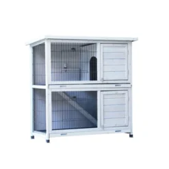 FURNIinspire Rabbit Hutch Outdoor, 2-Story Rabbit Cage Indoor With Run, Bunny Cage With 2 Removable No-Leak Trays, Non-Slip Ramp, 41"*19.7"*40.55" -Home Haven Furniture Store GUEST f42257a4 83e2 496d a5df dd1657c1f068