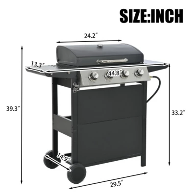 FURNIinspire Outdoor Grills, Griddles And Smokers Professional 4 Burner Gas Grill, Stainless Steel BBQ With Pizza Oven, Black, 27.2"*18.1"*15" 3 FURNIinspire Outdoor Grills, Griddles And Smokers Professional 4 Burner Gas Grill, Stainless Steel BBQ With Pizza Oven, Black, 27.2"*18.1"*15"