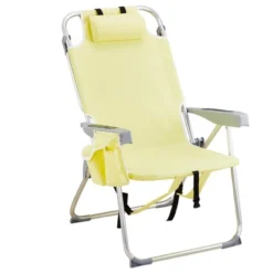 FURNIinspire Outdoor Portable Chair Patio Folding Chairs 5 Position Recline With Extra Storage For Backyard, Beach, Yellow, 24.8"*27.56"*38.98" -Home Haven Furniture Store GUEST f602ad3d df50 4518 96b5 4c04f83c95bd