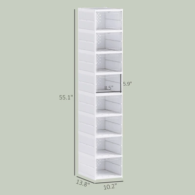 FURNIinspire Shoe Racks Living Room Shoe Boxes Units Shoe Organizer Storage Stackable Shelves For Entryway, Hallway, White, 13.8"*10.2"*55.1" 4 FURNIinspire Shoe Racks Living Room Shoe Boxes Units Shoe Organizer Storage Stackable Shelves For Entryway, Hallway, White, 13.8"*10.2"*55.1" - Image 2