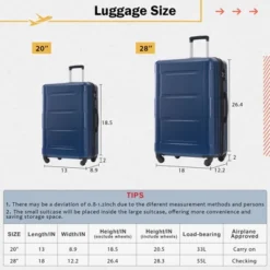 FURNIinspire Bag And Luggage Sets 2 Piece Luggage Set With Bags Spinner Wheels Abs Lightweight Suitcase With TSA Lock, Blue, 18"*12"*28" 9 FURNIinspire Bag And Luggage Sets 2 Piece Luggage Set With Bags Spinner Wheels Abs Lightweight Suitcase With TSA Lock, Blue, 18"*12"*28" -Home Haven Furniture Store GUEST f7939a67 e717 40fa 9ab6 e18d293a3e1a