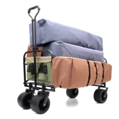 FURNIinspire Outdoor Serving Carts 440lbs Collapsible Foldable Wagon Cart With Strapping System For Camping Sports, Green, 35.04"*22.44"*38.58" -Home Haven Furniture Store GUEST f8d86012 75fa 4def b58d e2d481f9a1c1