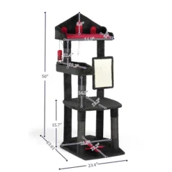 FURNIinspire Pet Tower 50 Inch Gothic Corner Cat Tree Cat Tower Stand With Perch, Scratching Post, Extra Wide Base, Black, 23.4"*23.01"*50" -Home Haven Furniture Store GUEST f8fac04a 840b 4cb1 a692 658d2f6a28ab