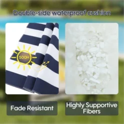 FURNIinspire Outdoor Seat Cushions Patio Chair Cushions Replacements, 2 Pcs Set High Back Seat Cushions, Blue Stripes, Multicolored, 45"*22"*4" -Home Haven Furniture Store GUEST fa3e4ec4 06d7 4ce4 9aed f303a7b82006