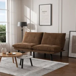 FURNIinspire Leather Feeling Convertible Folding, Modern Sofa Bed, Brown, 67"*16"*32" -Home Haven Furniture Store GUEST fb53c3a6 e20c 43dd 983a b47ecbbbe387