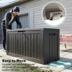 FURNIinspire Deck Boxes 75 Gallon Waterproof Resin Deck Box, Outdoor And Indoor Storage Container Storage Bin, All Weather Use, Black, 18“*46”*23“ -Home Haven Furniture Store GUEST fc352f1b b9d2 4994 bb13 9a34412ed933