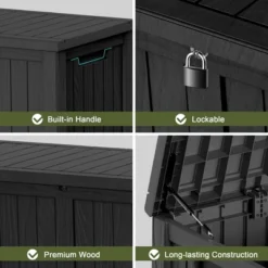 FURNIinspire Deck Boxes, 120 Gallon Waterproof Deck Box Lockable Storage Container For Patio Furniture, Garden Tools, Black, 54.3"*26.5"*24.2" -Home Haven Furniture Store GUEST fd2bdb14 cbd4 4073 865b 80f43667bfa6