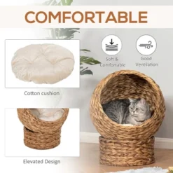 FURNIinspire Pet Crates And Houses Cat Bed With Cushions, Cat Basket Bed, High Cat House, Comfy Kitty Basket House, Brown, 16.5"*19.75"*23.5" -Home Haven Furniture Store GUEST fd3b0652 796f 44bc b456 325e125866f8