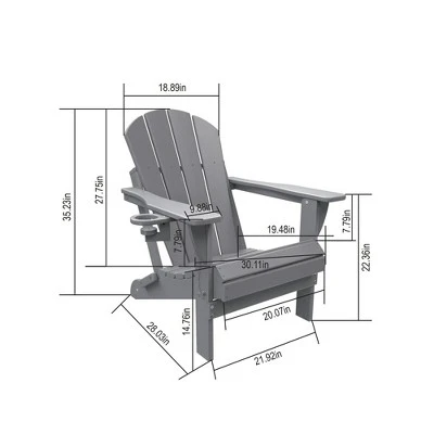 FURNIinspire Patio Seating Sets Folding Adirondack Chairs With Side Table, 3-Piece Rocking Chairs Set With Wood Texture, Gray, 30“*28”*35“ 4 FURNIinspire Patio Seating Sets Folding Adirondack Chairs With Side Table, 3-Piece Rocking Chairs Set With Wood Texture, Gray, 30“*28”*35“ - Image 2