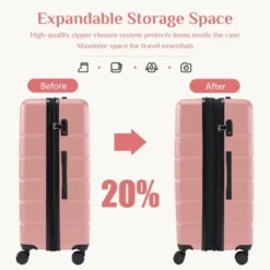 FURNIinspire Bag And Luggage Sets 20/24/28 Inch 3PCS Hard Shell Roller Suitcase Set Expandable Travel Luggage With Spinner Wheels, Pink -Home Haven Furniture Store GUEST fdee6f7d 5788 4114 ae0b c9508620e843