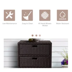 FURNIinspire Utility Storage Cabinet Outdoor Towel Cabinet PE Rattan Pool Storage Organizer Weather Safe Material, Brown, 33.50"*20.90"*24.80" -Home Haven Furniture Store GUEST fdf173d4 a432 4b0e b60a d35acb6e1ac5