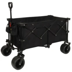 FURNIinspire Outdoor Serving Carts Heavy Duty Foldable Utility Wagon Terrain Quiet Wheels For Camping Gardening Picnic, Black, 38.58"*24.02"*39.17" -Home Haven Furniture Store GUEST fe2bf8fd 4a7f 496b 8086 52c5473f7f0d