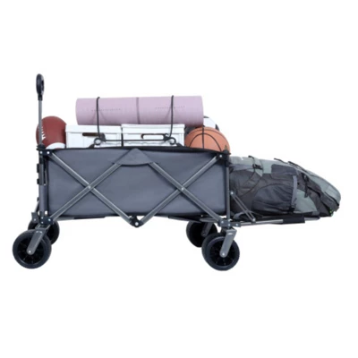 FURNIinspire Outdoor Serving Carts Collapsible Folding Wagon 300L Collapsible Wagon With Tailgate All-Terrain Wheels, Gray, 49.02"*22.05"*35.04" 5 FURNIinspire Outdoor Serving Carts Collapsible Folding Wagon 300L Collapsible Wagon With Tailgate All-Terrain Wheels, Gray, 49.02"*22.05"*35.04" - Image 3
