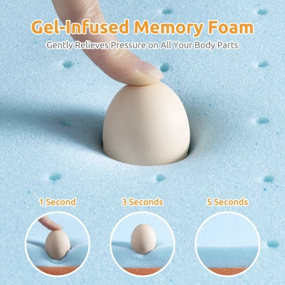 FURNIinspire Mattresses 3 Inch Cool Gel Memory Copper Foam King Size Mattress Topper Soft Mattress, Bedroom Furniture, Blue, 80"*76"*3" 5 FURNIinspire Mattresses 3 Inch Cool Gel Memory Copper Foam King Size Mattress Topper Soft Mattress, Bedroom Furniture, Blue, 80"*76"*3" - Image 3