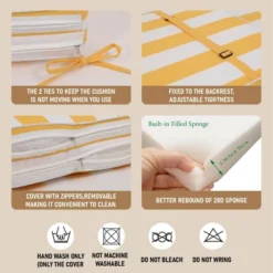 FURNIinspire Outdoor Seat Cushions 2pcs Outdoor Cushion Set Replacement, Yellow And White Stripes Seat Cushion, Multicolored, 74.4"*22.05"*2.8" -Home Haven Furniture Store GUEST ff75cade 6fbc 45f7 8903 6eb6bb734408