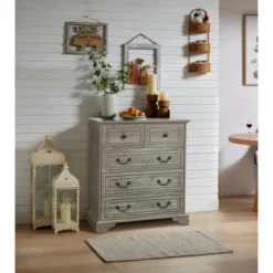 FURNIinspire Dressers 5 Drawers Dresser With Natural Texture, Storage Dressers Organizer For Bedroom, Living Room, Nursery, Gray, 31.5"*15.55"*35.43" -Home Haven Furniture Store GUEST ff88920f fb19 4fdd acdd 6785b4e145d9