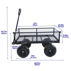 FURNIinspire Wheelbarrows And Lawn Carts Outdoor Steel Frame Wagon Cart Garden Cart, Ideal For Firewood And Yard Debris, Black, 40“*19"*40" -Home Haven Furniture Store GUEST ff993b2c 6950 432a bd75 432636c44fc6